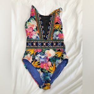 La Blanca Tropicali Illusion High-Neck Tummy-Control One-Piece Swimsuit